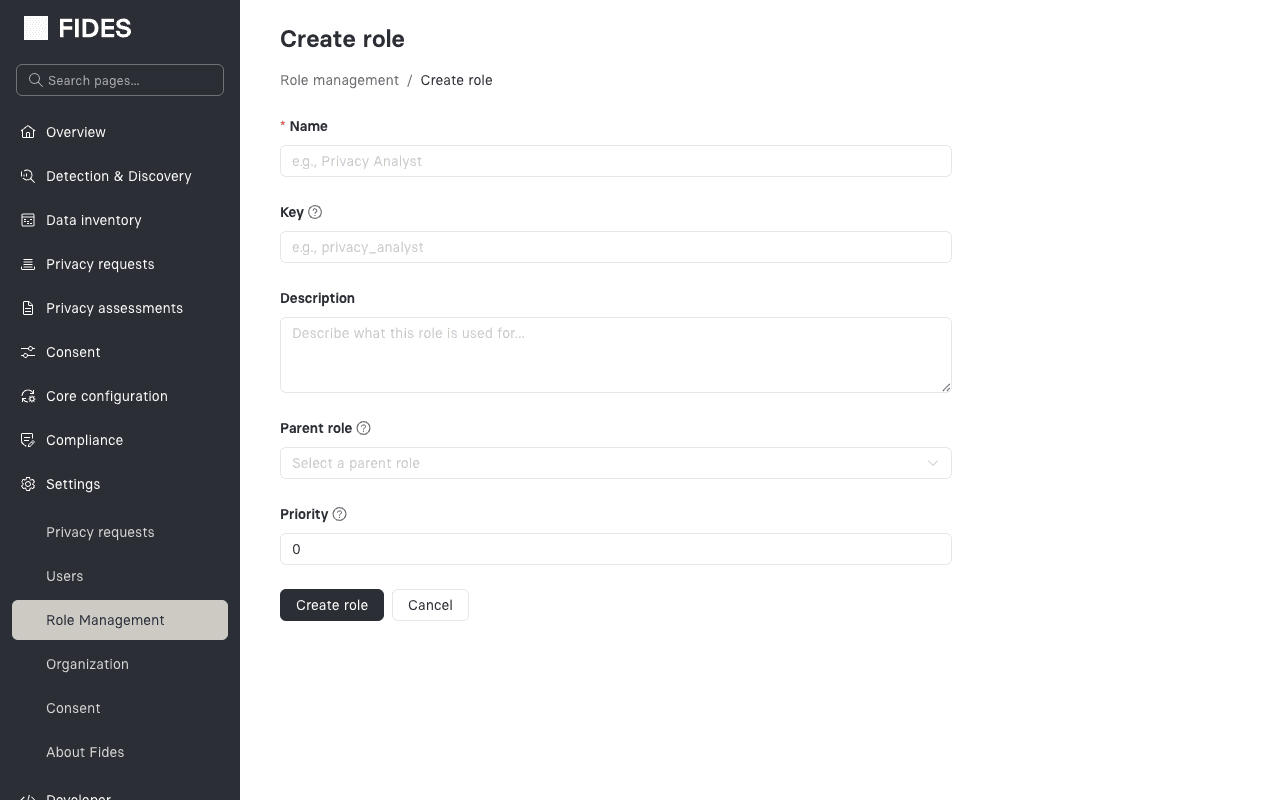Create role form