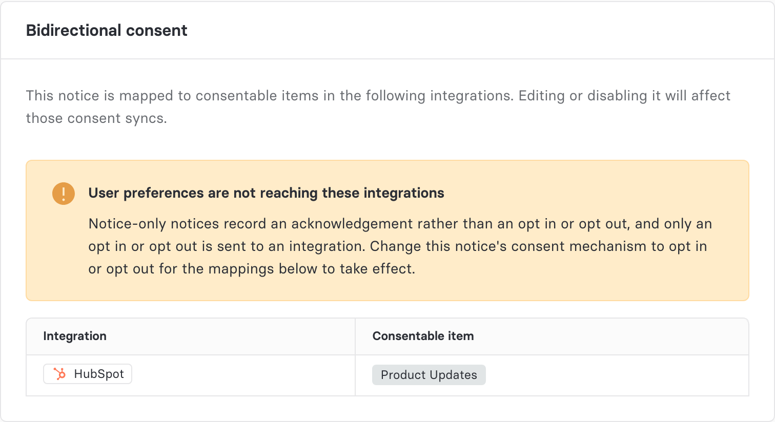 Notice detail warning: notice-only notices record an acknowledgement
