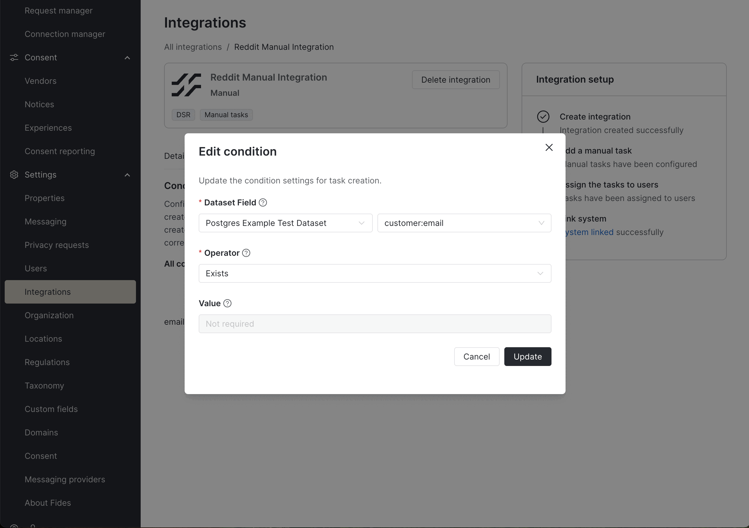 Creating a new condition that checks if a value exists.