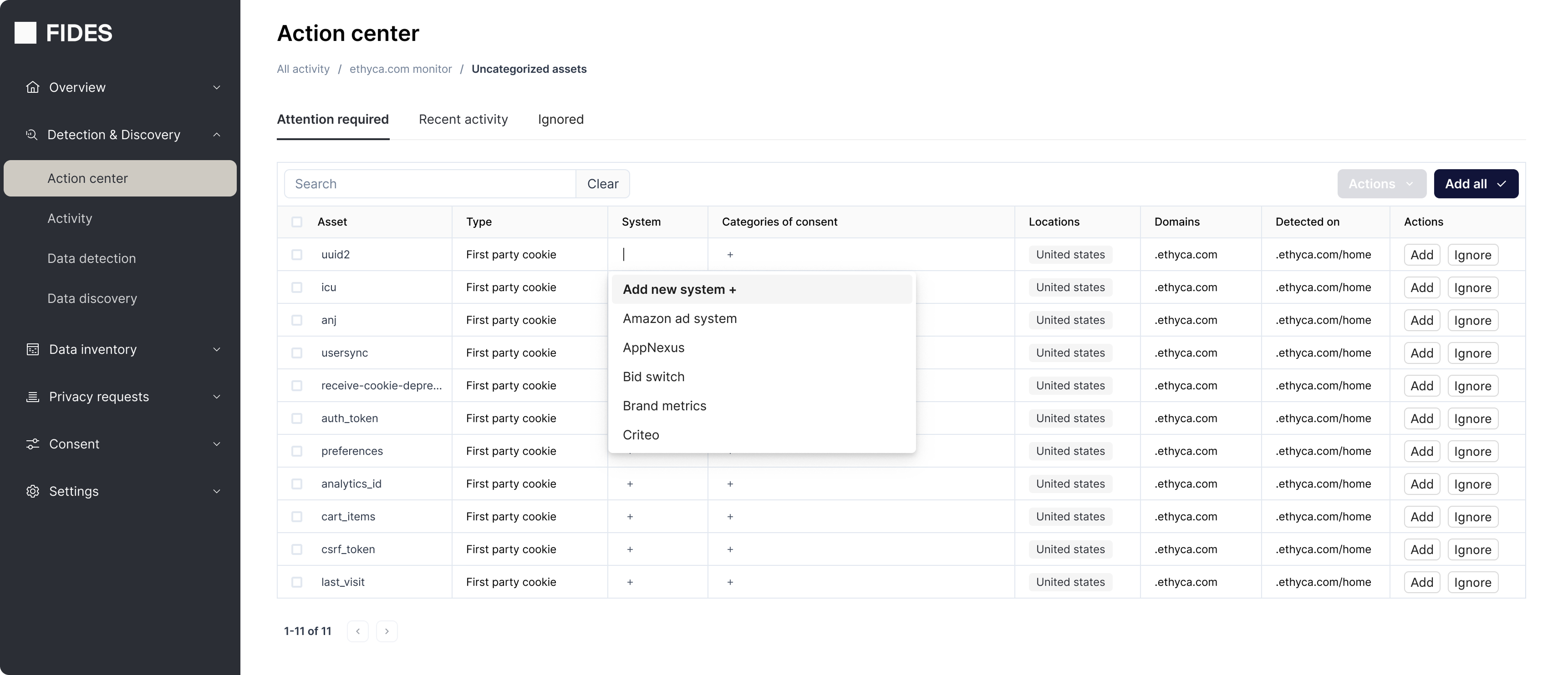 Assigning systems to assets