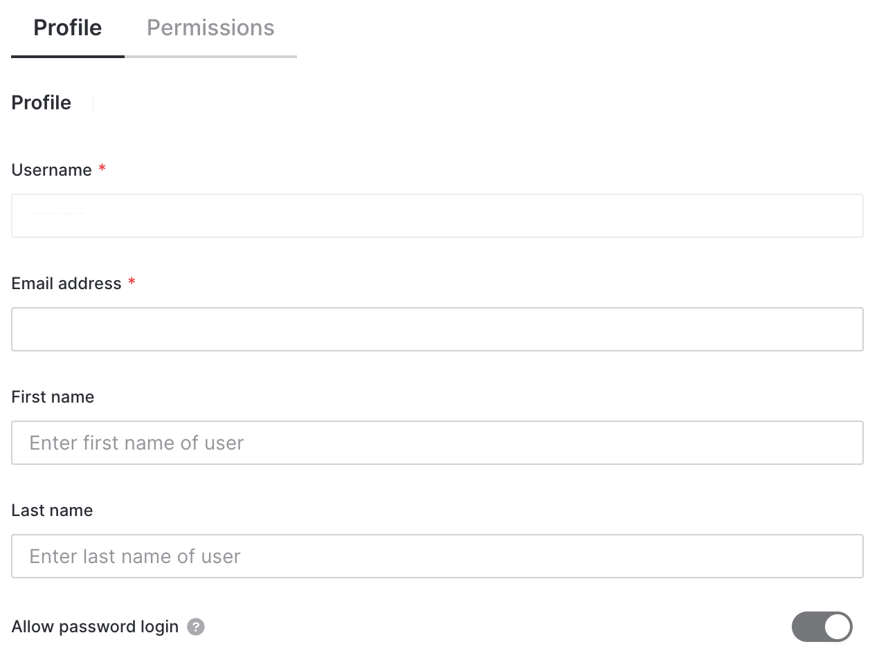 Toggle switch for allowing password login