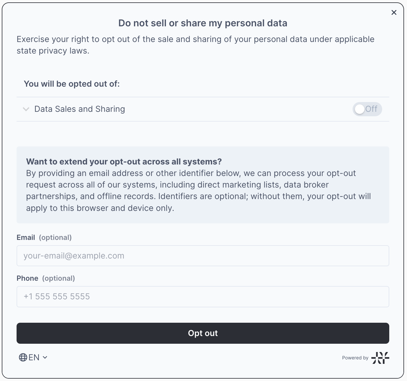 Consent Management - Consent Form modal