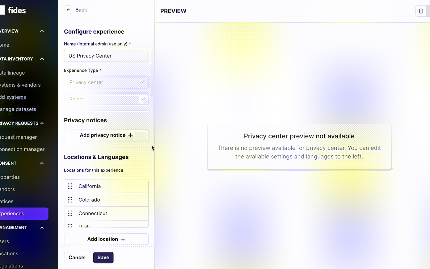 Add notices to privacy center