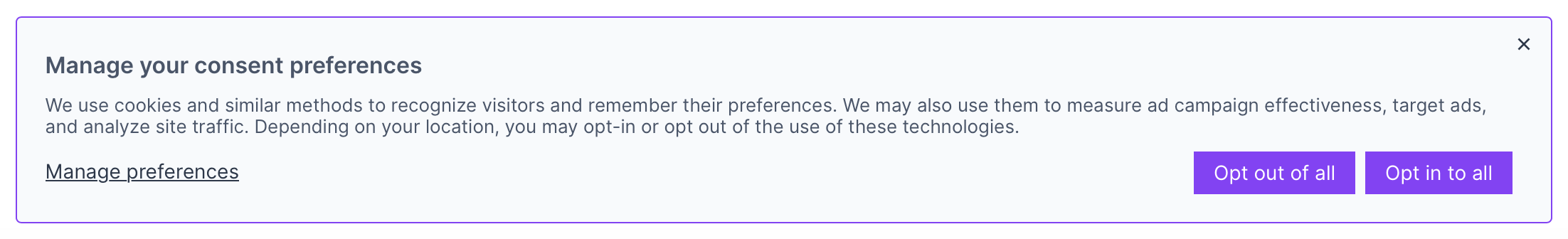 Consent Management - Opt-in Banner