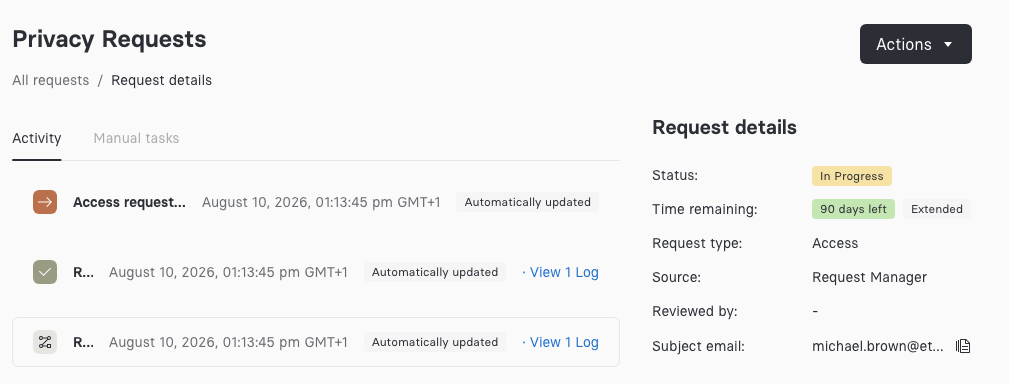 Extended Tag on Request Details Page